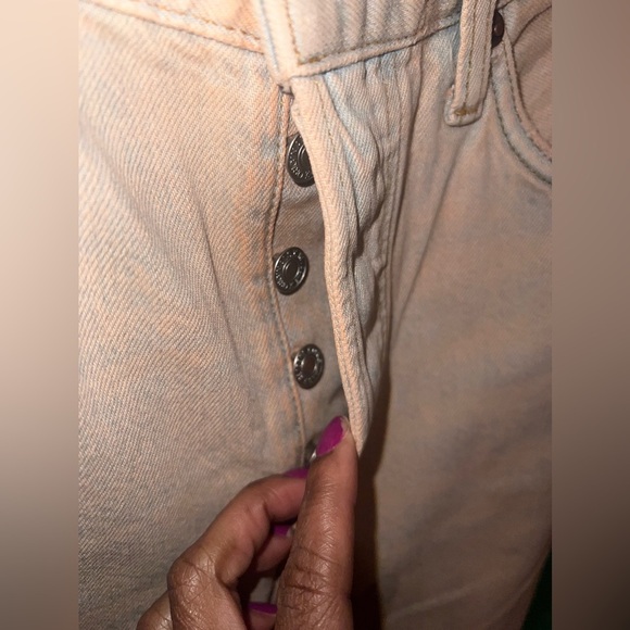 NWT Re/Done 90s Destroyed Straight Leg Orange Tint Jeans size 25 - Picture 7 of 12